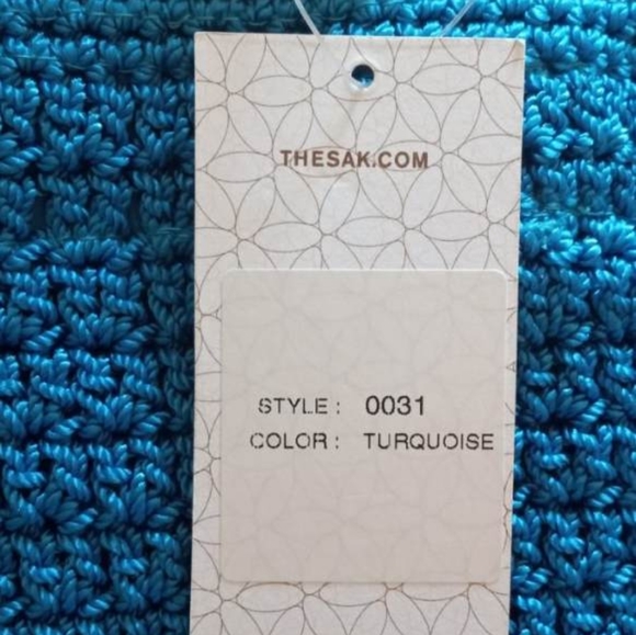 NWT The Sak Shoulder Bag/Handbag Purse Crocheted Turquoise Interior Zip Pocket - Picture 7 of 10